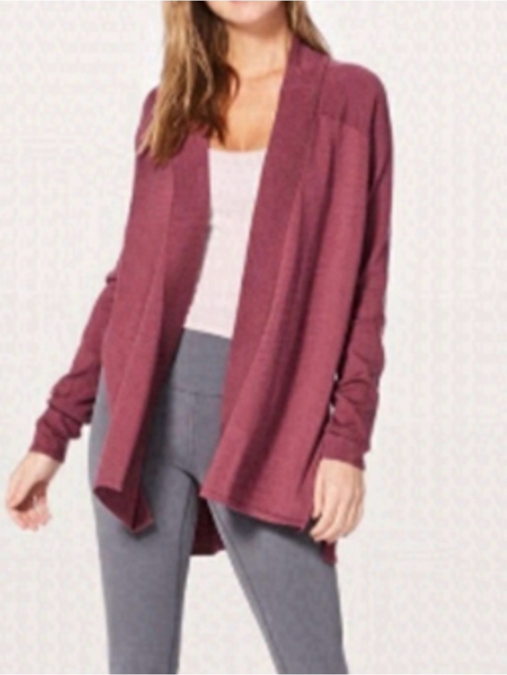 Lululemon Blissful Zen open cardigan 100% merino wool size 6 dusty rose